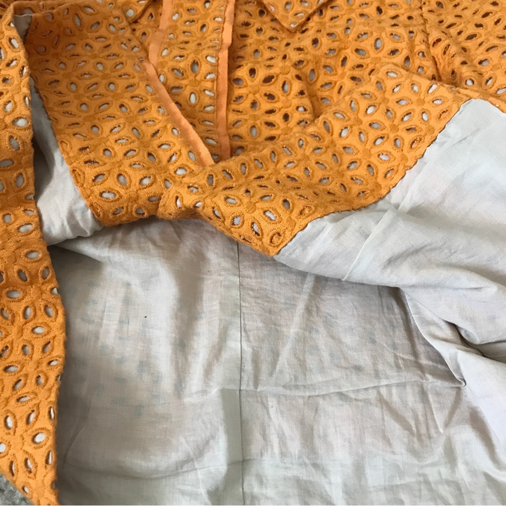 Chico’s Orange Eyelet embroidered Jacket blazer size M - Picture 7 of 15